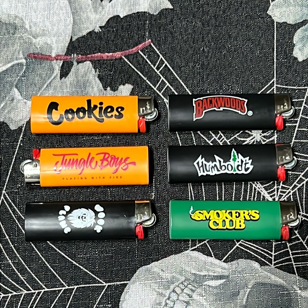 NEW 6 FULL SIZE BIC COLLECTIBLE 420 LIGHTERS COOKIES BACKWOODS JUNGLE BOYS WOOK